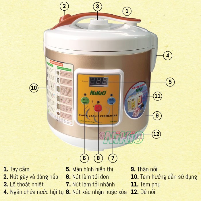 nồi làm tỏi đen Nhật Bản nikio