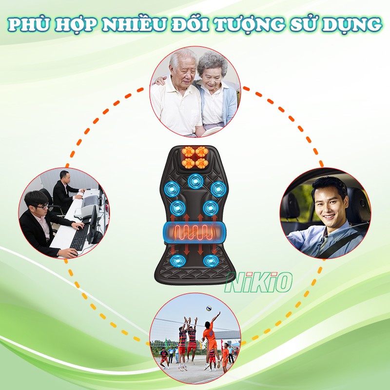 Ghế massage ô tô Nikio phù hợp nhiều đối tượng sử dụng