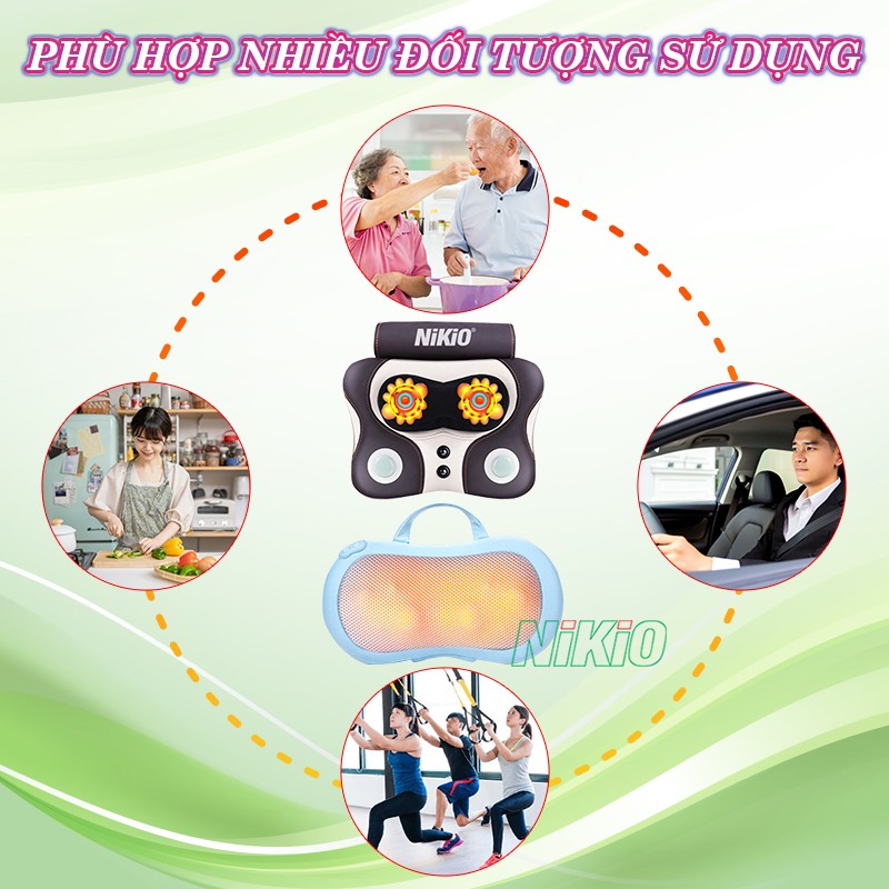 Gối massage Nikio phù hợp nhiều đối tượng sử dụng