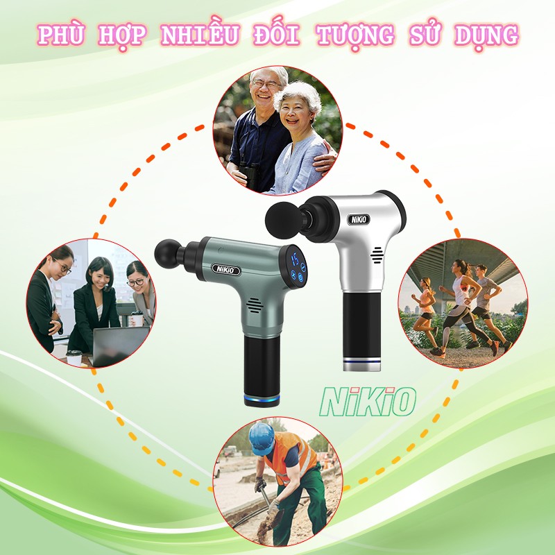 Máy massage cầm tay Nikio phù hợp nhiều đối tượng sử dụng