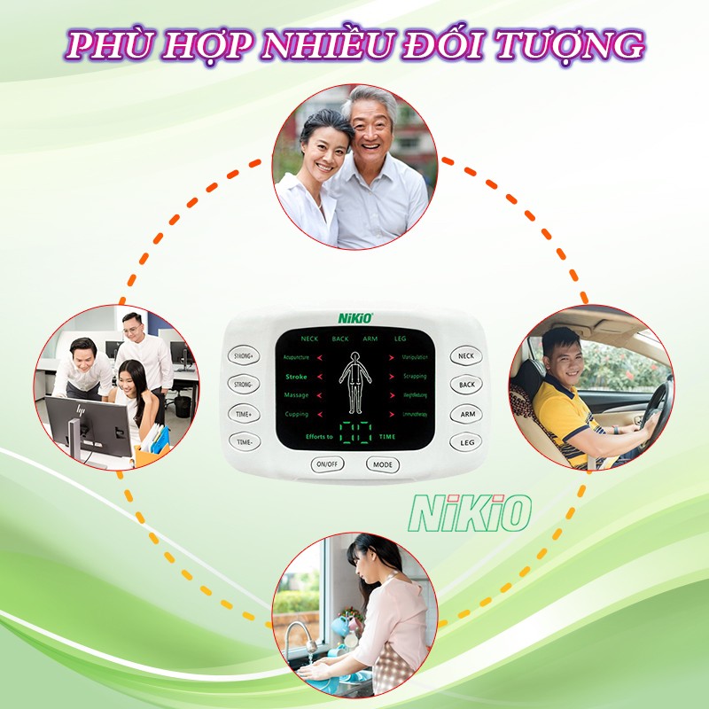 Máy massage xung điện Nikio phù hợp nhiều đối tượng sử dụng