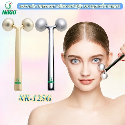 Cây lăn massage mặt, nâng cơ, tạo cầm Vline Nikio NK-125G - Chất liệu hợp kim cao cấp