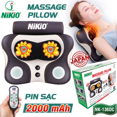 Máy massage đấm bóp Nikio NK-136DC cổ vai gáy, lưng cao cấp - Pin sạc