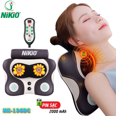 Máy massage đấm bóp Nikio NK-136DC cổ vai gáy, lưng cao cấp - Pin sạc