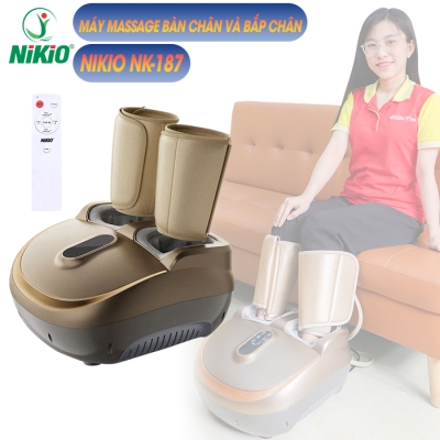 Máy massage chân Nikio NK-187 vàng - 2in1, nén ép trị liệu suy giãn tĩnh mạch
