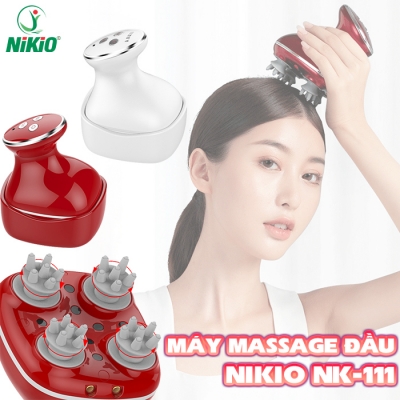 Máy massage đầu, gội đầu cầm tay hồng ngoại rung và xoa bóp Nikio NK-111 - Giảm đau nhức đầu