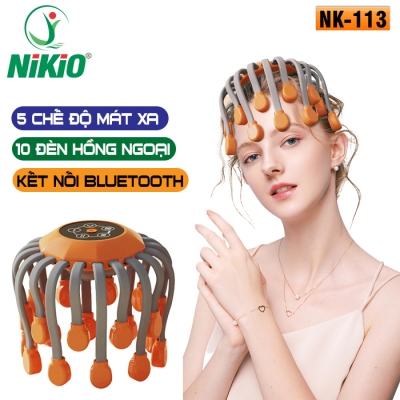 Máy massage đầu bạch tuộc Nikio NK-113 - Mát xa giảm đau nhức đầu, giảm stress, 20 chân