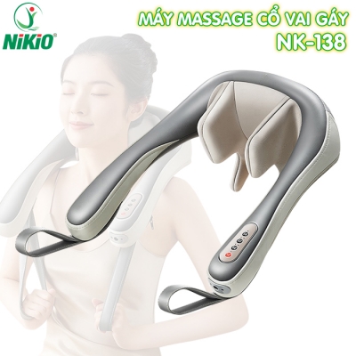 Máy massage cổ vai gáy Nikio NK-138 pin sạc - Xoa bóp day ấn 6D