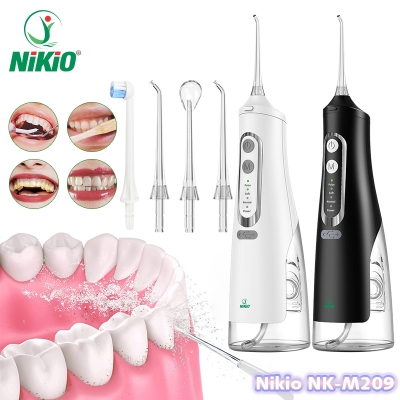 Máy tăm nước cầm tay pin sạc Nikio NK-M209 - 4 đầu tăm và 4 chế độ phun nước vệ sinh răng miệng