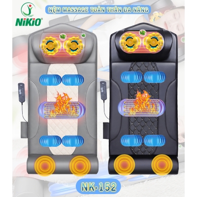 Nệm massage Nikio NK-152 đa năng - Mát xa bi xoa bóp cổ, áp suất khí nâng cột sống lưng, rung, nhiệt nóng