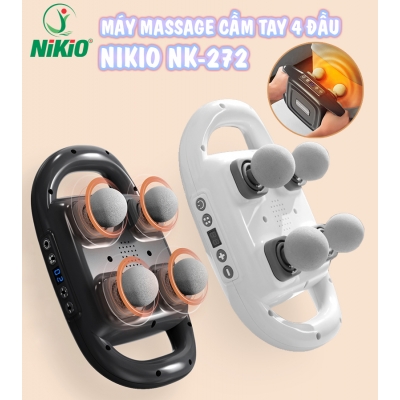 Máy đấm lưng 4 đầu Nikio NK-272 cầm tay - 6 chế độ, 20 tốc độ massage giúp giảm đau nhức mỏi, giãn cơ toàn thân