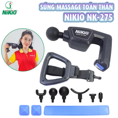 Súng (máy) massage cầm tay giảm đau nhức và giãn cơ toàn thân Nikio NK-275 - 7 đầu, 6 tốc độ mát xa