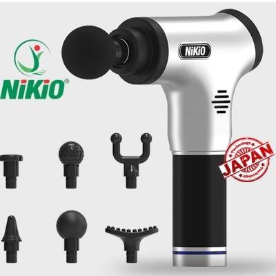 Súng massage Nikio NK-171 Bạc cầm tay 6 đầu, 5 chế độ mát xa