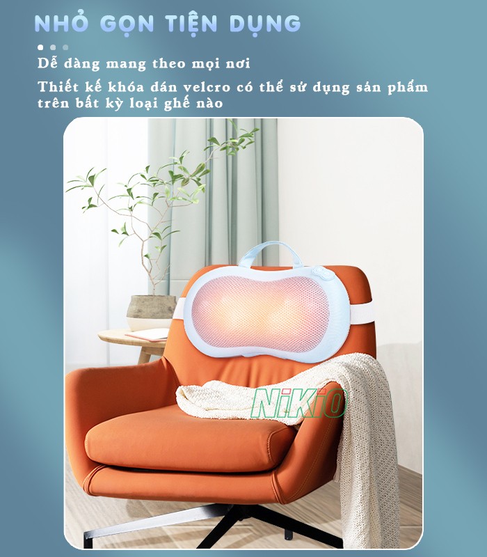 Gối massage hồng ngoại đa năng nhỏ gọn tiện dụng Nikio NK-135
