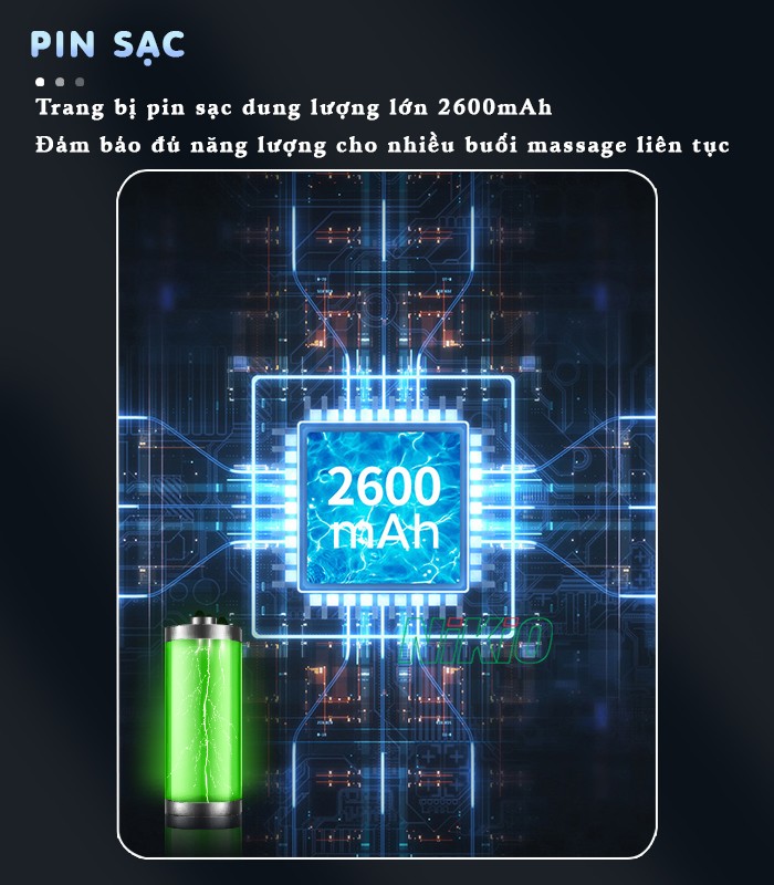 Gối massage hồng ngoại đa năng pin 2600mah Nikio NK-135