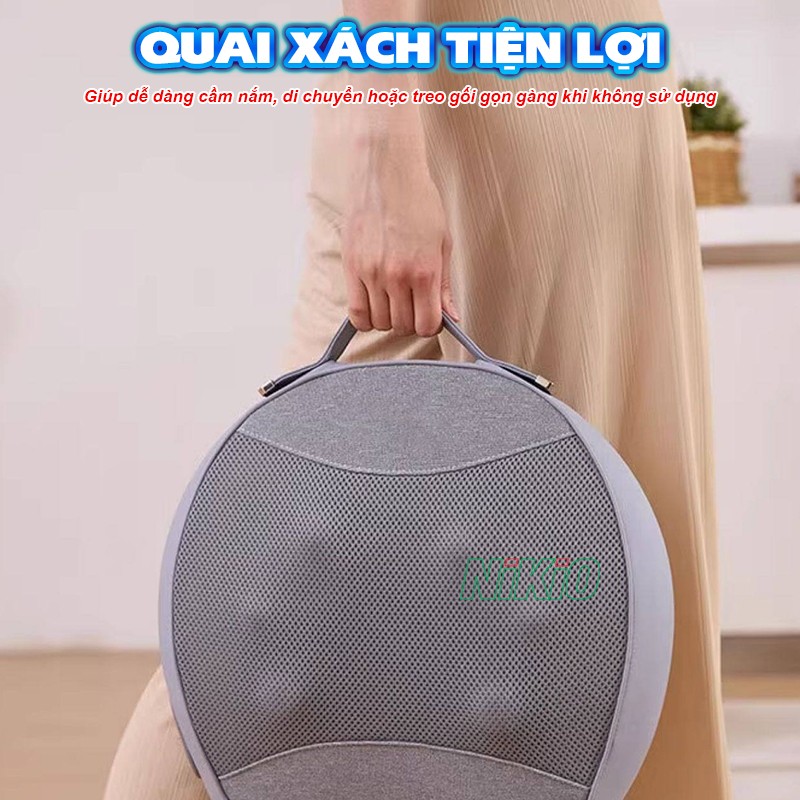 Gối massage lưng, cổ vai gáy Nikio NK-137 thiết kế quai xách