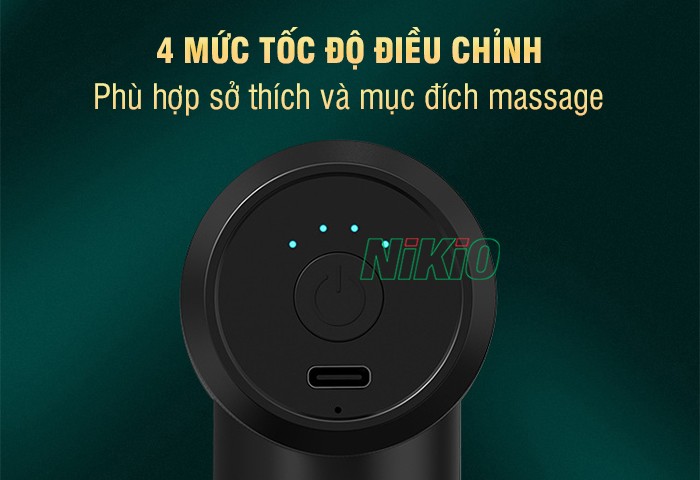 Súng massage cầm tay 2 đầu kép 4 tốc độ điều chỉnh Nikio NK-276