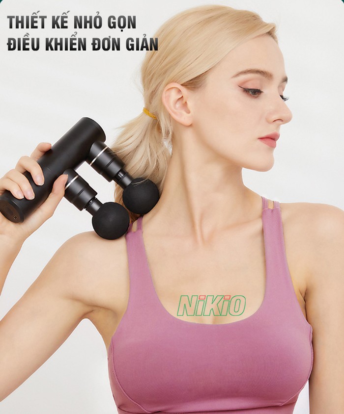 Súng massage cầm tay 2 đầu kép điều khiển đơn giản Nikio NK-276