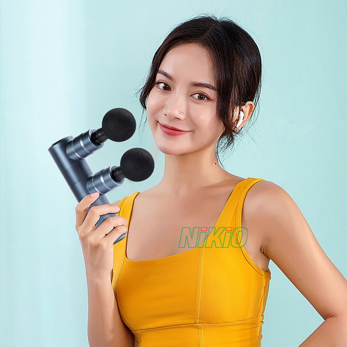 Súng massage cầm tay 2 đầu kép hỗ trợ giãn cơ tốt Nikio NK-276