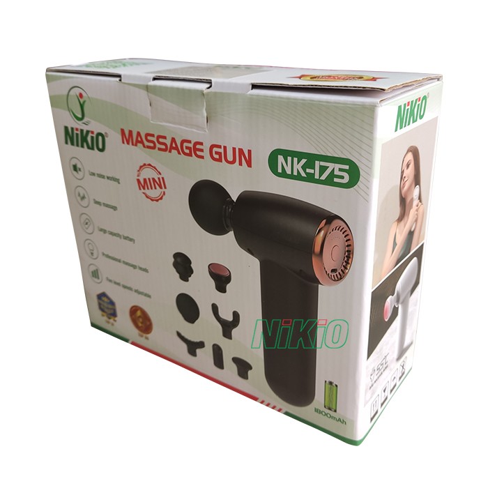 Súng massage cầm tay giãn cơ mini hộp màu mới  Nikio Nk-175