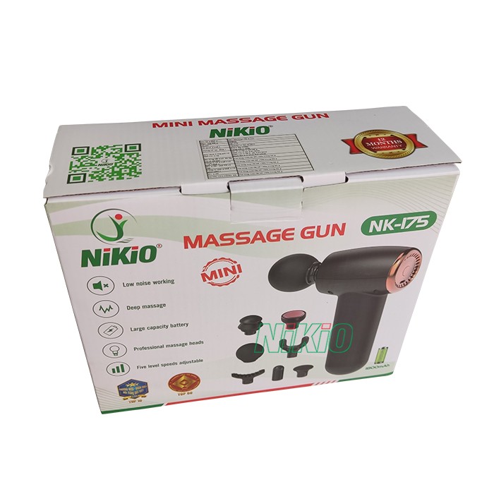 Súng massage cầm tay giãn cơ mini hộp màu mới  Nikio Nk-175