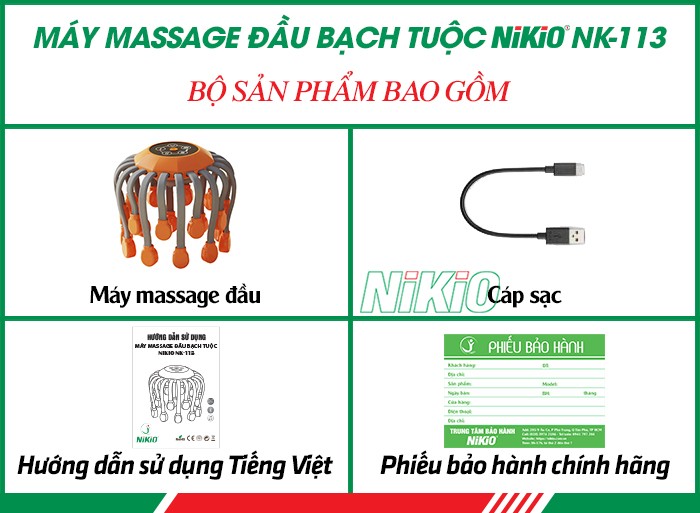Bộ sản phẩm máy massage đầu bạch tuộc 20 chân Nikio NK-113