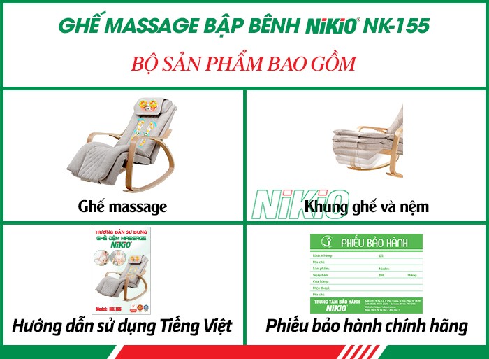 Bộ sản phẩm ghế massage thư giãn bập bênh Nikio NK-155