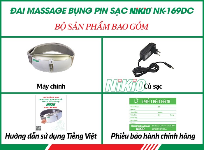 Bộ sản phẩm máy massage bụng rung lắc thế mới Nikio NK-169DC