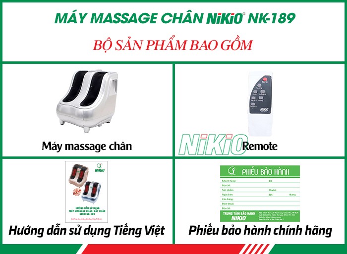 Bộ sản phẩm máy massage chân và bắp chân đa năng Nikio NK-189