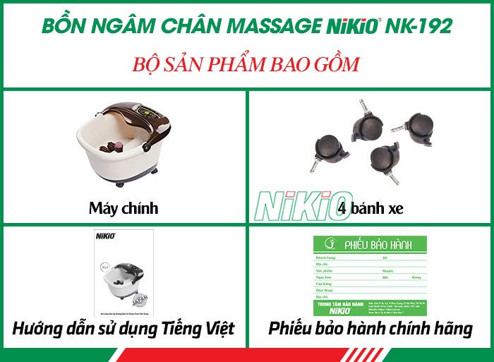 Bộ sản phẩm bồn ngâm chân massage cao cấp Nhật Bản Nikio NK-192