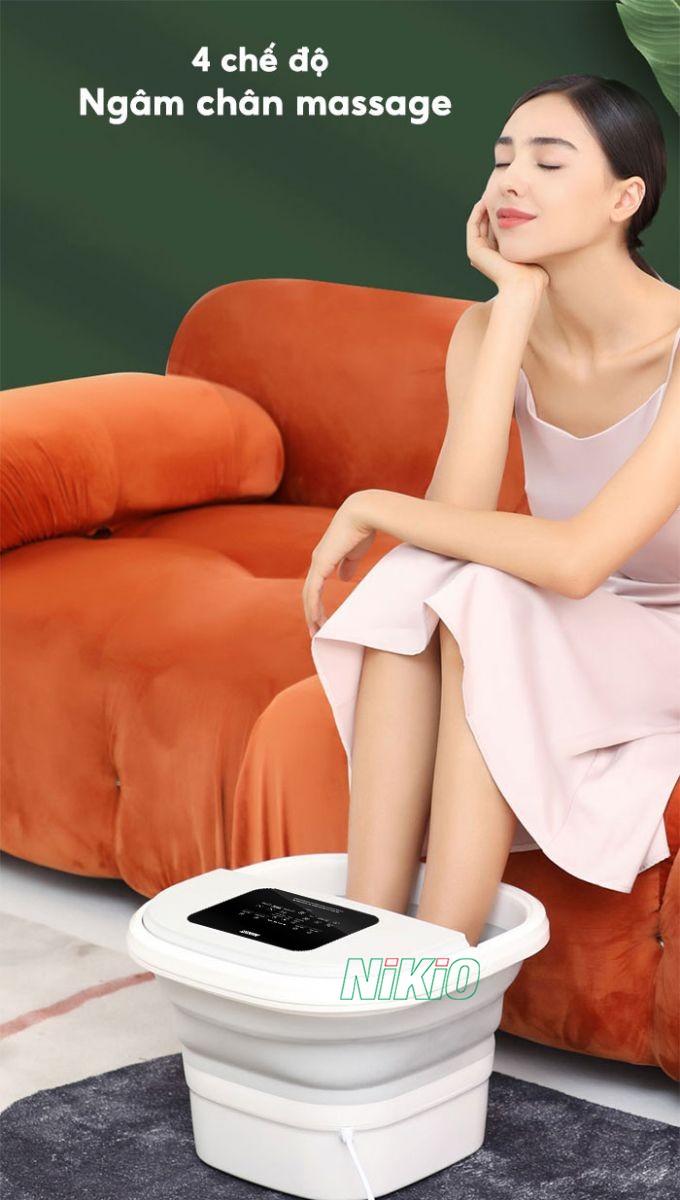 Bồn ngâm chân massage gấp gọn 4 chế độ ngâm chân Nikio NK-193