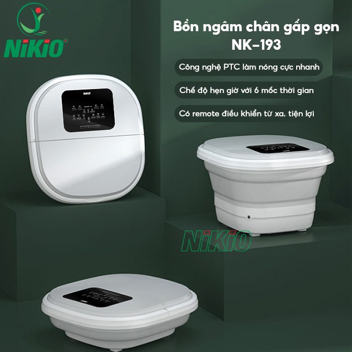 Bồn ngâm chân massage gấp gọn công nghệ PTC Nikio NK-193