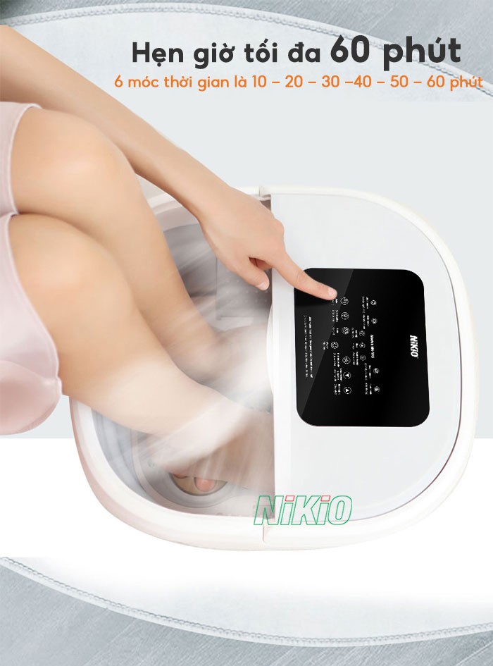 Bồn ngâm chân massage gấp gọn hẹn giờ tắt 60 phút Nikio NK-193