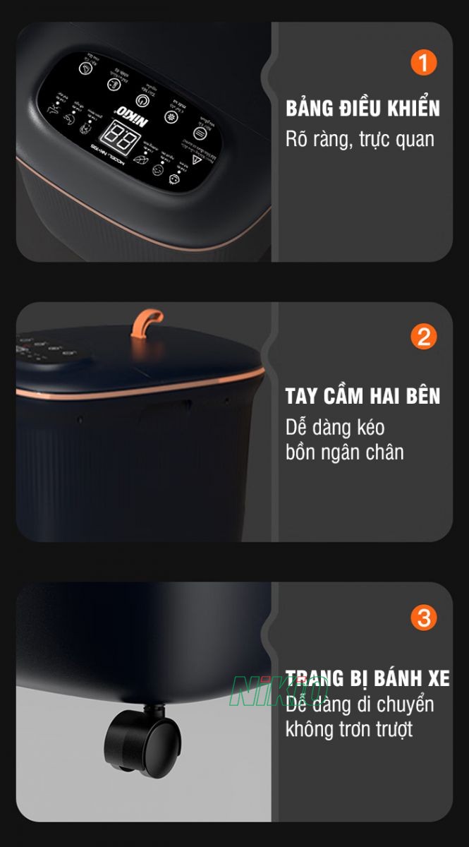 Bồn ngâm massage chân chính hãng Nikio NK-195