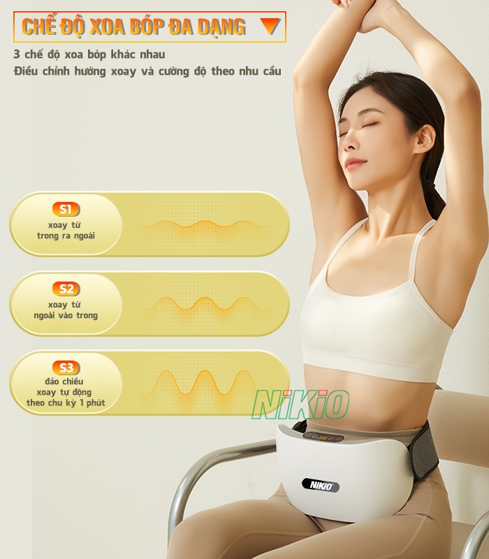 Máy massage bụng cao cấp chế độ xoa bóp đa dạng Nikio NK-166DC
