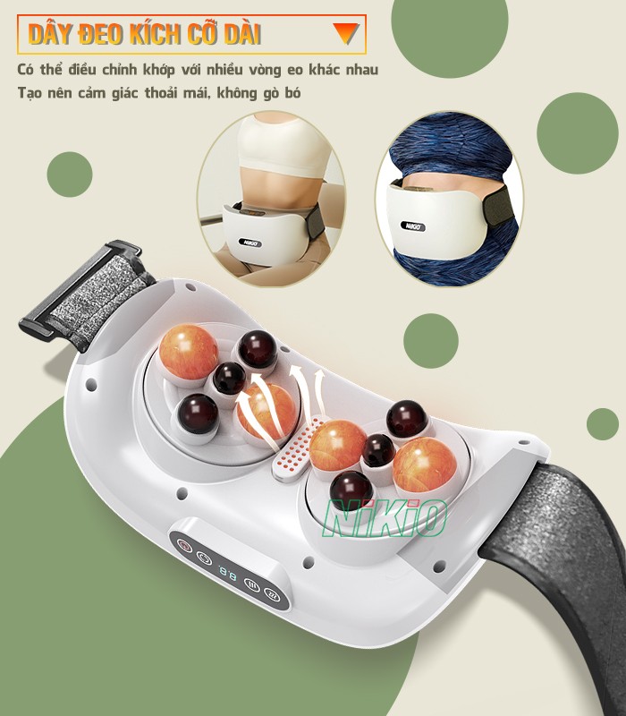 Máy massage bụng cao cấp dây đeo nhiều kích cỡ Nikio NK-166DC