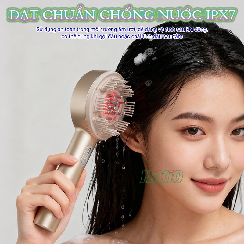 Lược massage đầu Nikio NK-112 chống nước IPX7