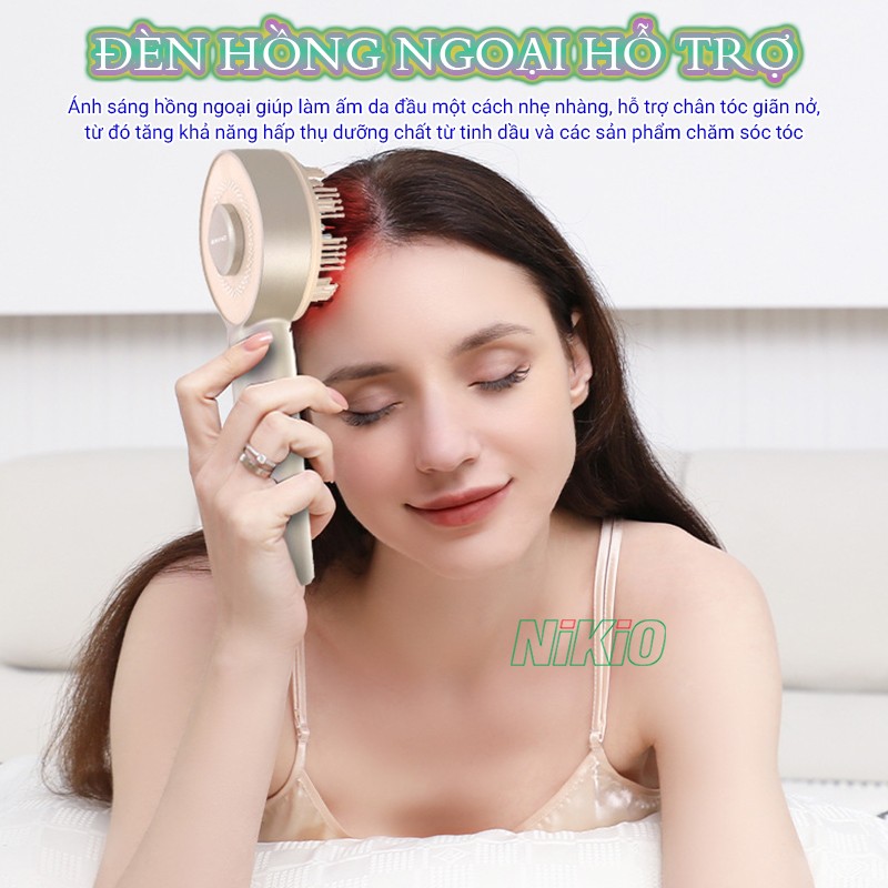 Lược massage đầu Nikio NK-112 kết hợp đèn hồng ngoại