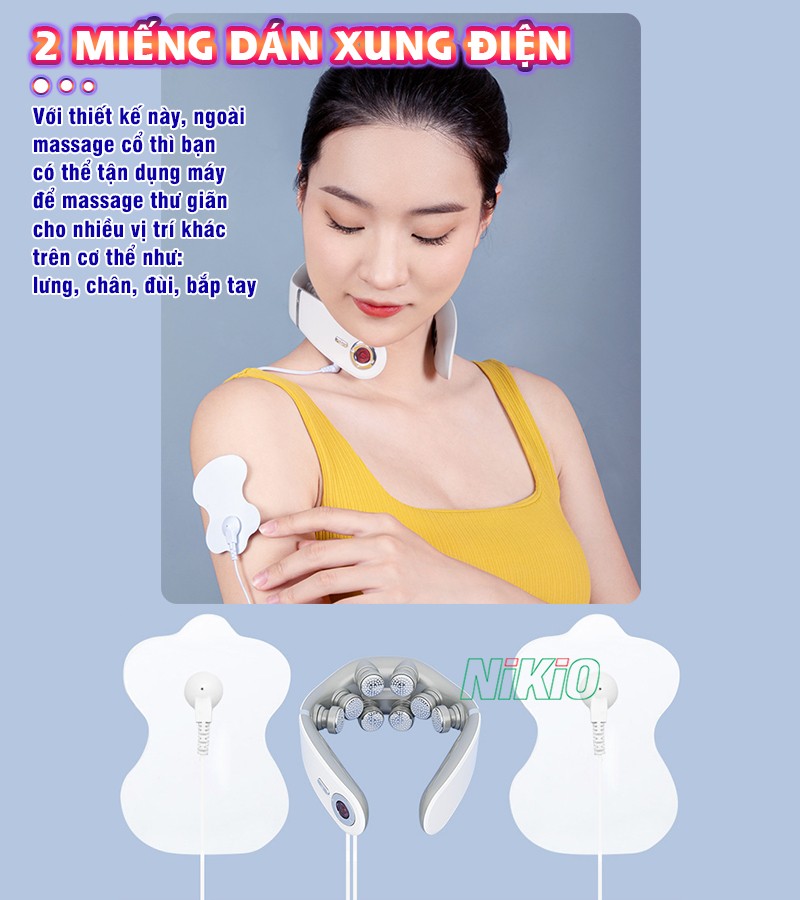 Máy massage cổ xung điện 8D 2 miếng dán xung điện Nikio NK-131
