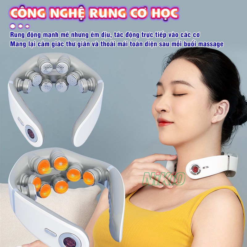 Máy massage cổ xung điện 8D công nghệ rung cơ học Nikio NK-131