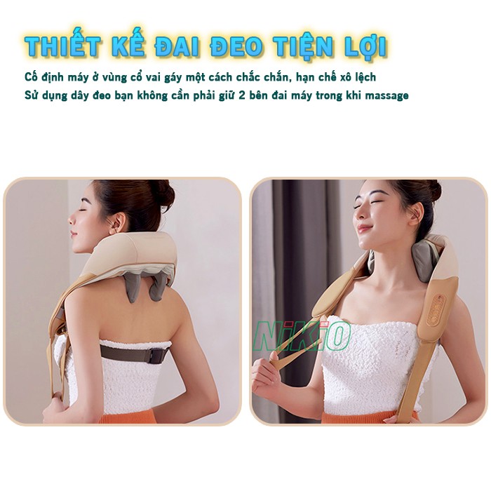 Máy massage cổ vai gáy thiết kế dây đeo tiện lợi Nikio NK-139