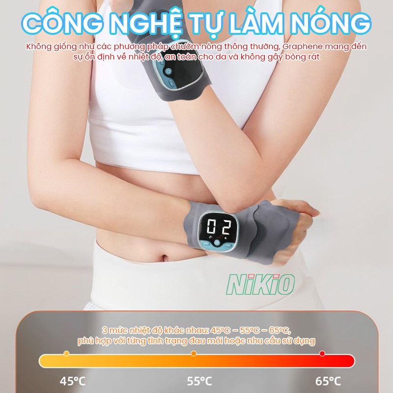 Băng quấn cố định kết hợp massage cổ tay công nghệ tự làm nóng Nikio XY-02