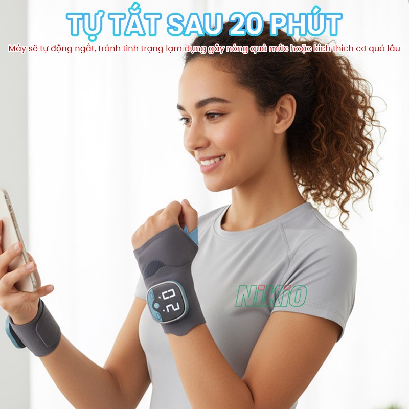 Băng quấn cố định kết hợp massage cổ tay tự tắt sau 20 phút Nikio XY-02