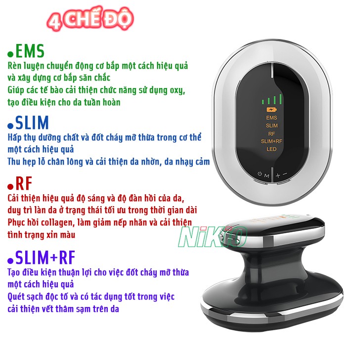Máy massage giảm mỡ bụng và làm săn chắc toàn thân với 4 chế độ Nikio NK-160