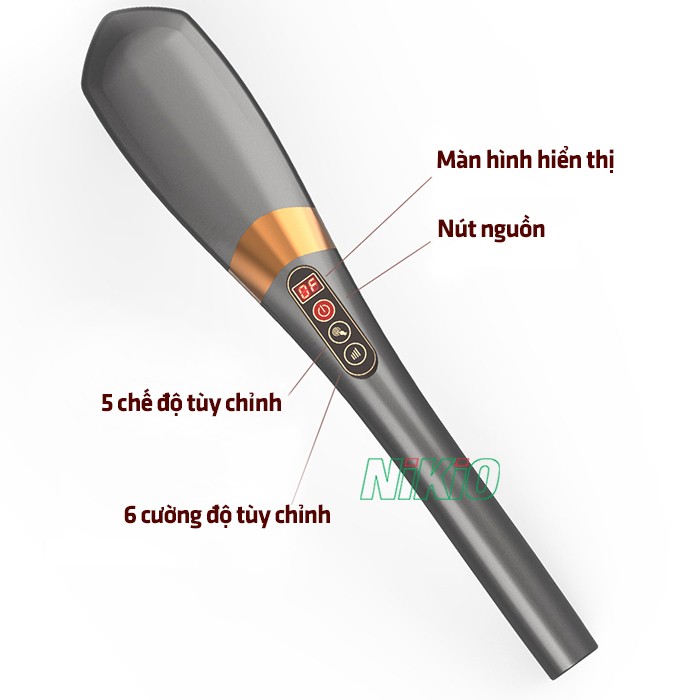 Máy massage cầm tay 7 đầu thông tin hiển thị Nikio NK-177