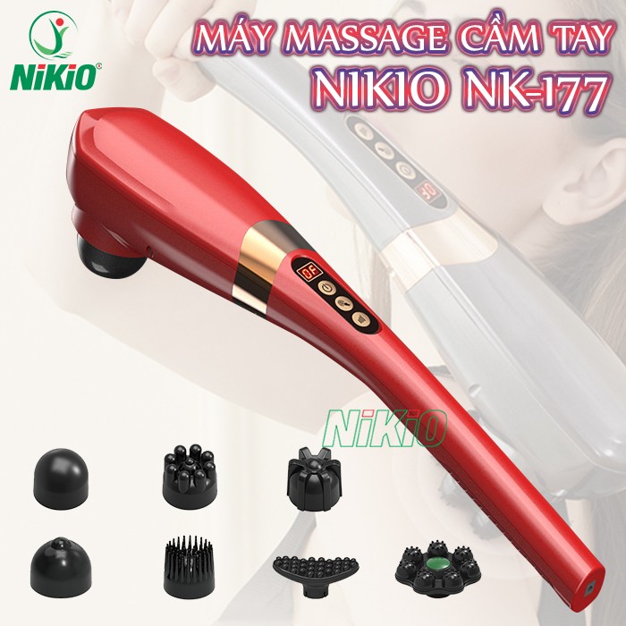 Máy massage cầm tay 7 đầu màu đỏ Nikio NK-177