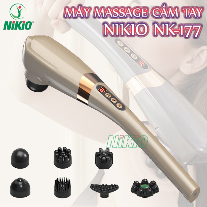 Máy massage cầm tay 7 đầu màu đỏ Nikio NK-177