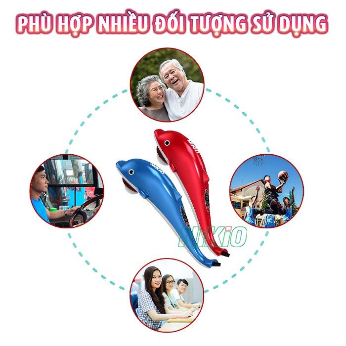 Máy massage cầm tay cá heo phù hợp nhiều người Nikio NK-608B