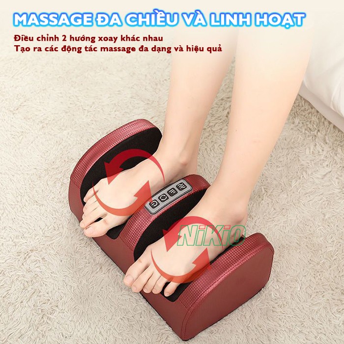 Máy massage lòng bàn chân con lăn xoay đảo 2 chiều Nikio NK-182