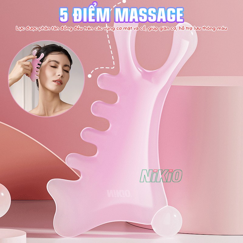 Dụng cụ massage chải cơ, ấn huyệt đa năng 5 điểm massage Nikio NK-03C3